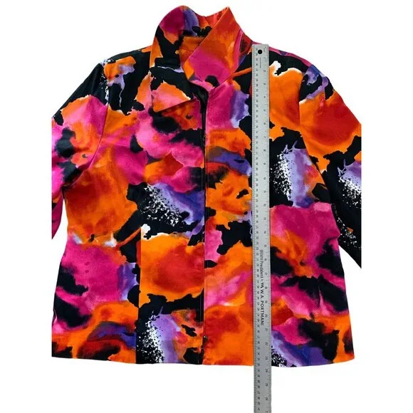 Laura Ashley Petite Womens Top 3/4 Sleeve Blazer Jacket Full Zip Pockets Size LP - Picture 7 of 12